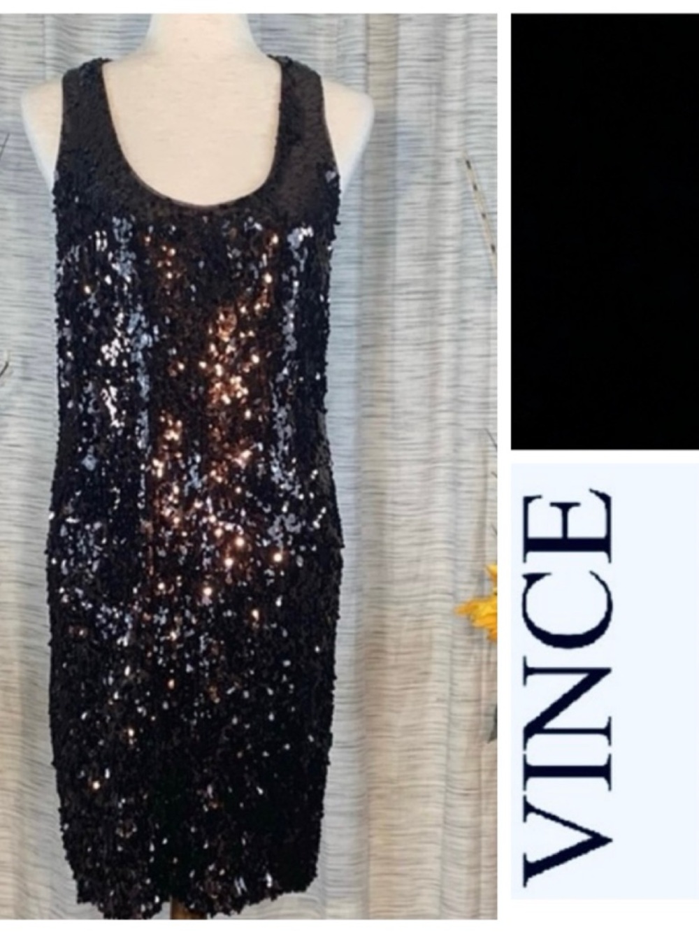 Vince coffee/chocolate brown sleeveless sequined party dress.